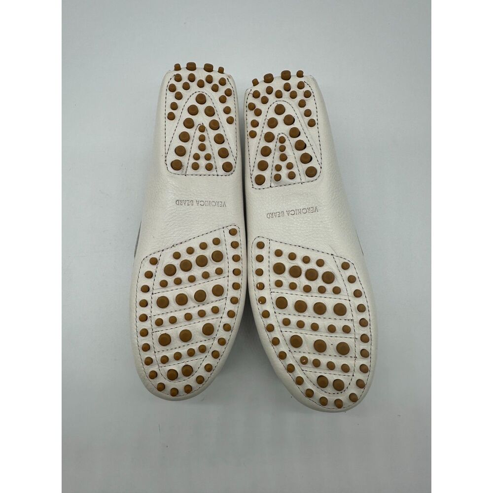 Veronica Beard Jia Boater Loafer Sz 7 M Upper Leather Coconut White NWT - Picture 5 of 10